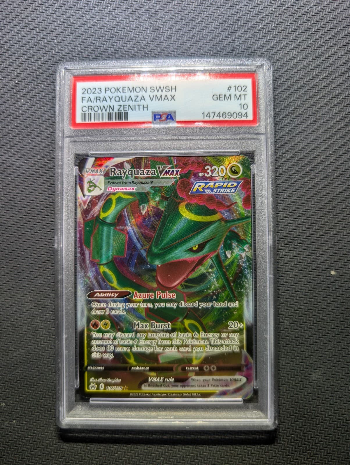 Rayquaza VMAX 102/159 SWSH: Crown Zenith Holo (PSA 10)
