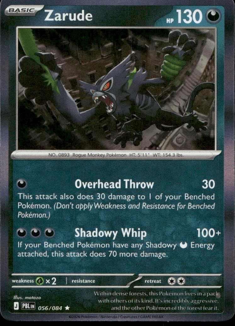 Zarude 56/84 ME05 Pitch Black R NM English Pokémon