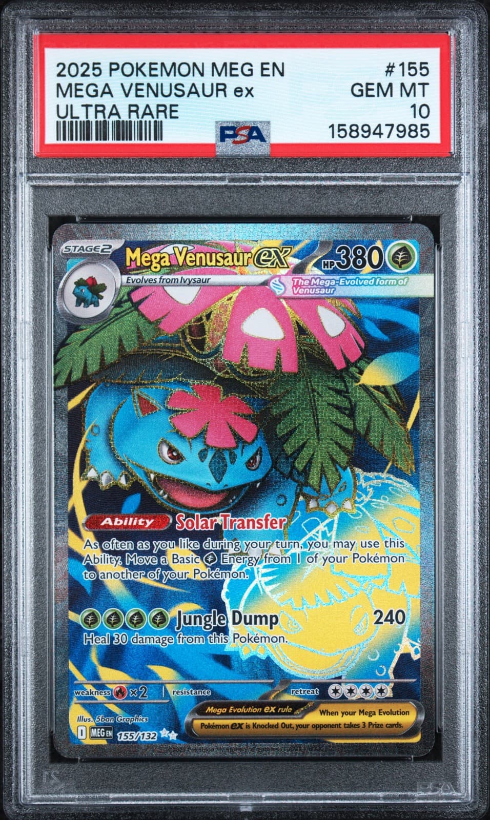 2025 POKEMON MEG EN-MEGA EVOLUTION ULTRA RARE #155 MEGA VENUSAUR EX PSA 10