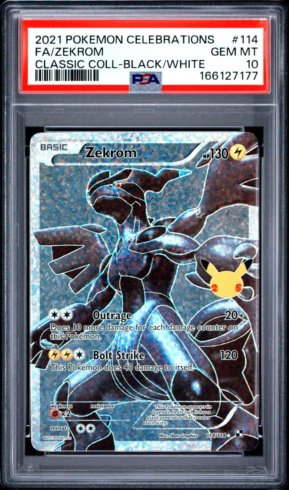 2021 POKEMON CELEBRATIONS CLASSIC COLLECTION #114 FULL ART ZEKROM PSA 10