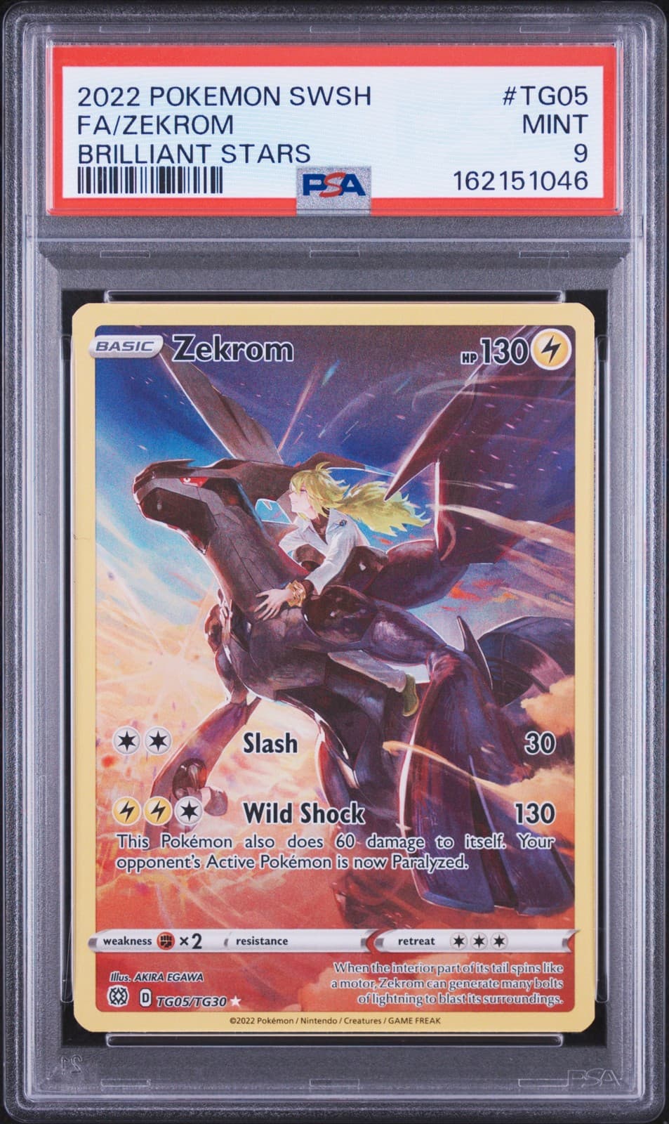2022 POKEMON SWORD & SHIELD BRILLIANT STARS #TG05 FULL ART/ZEKROM PSA 9