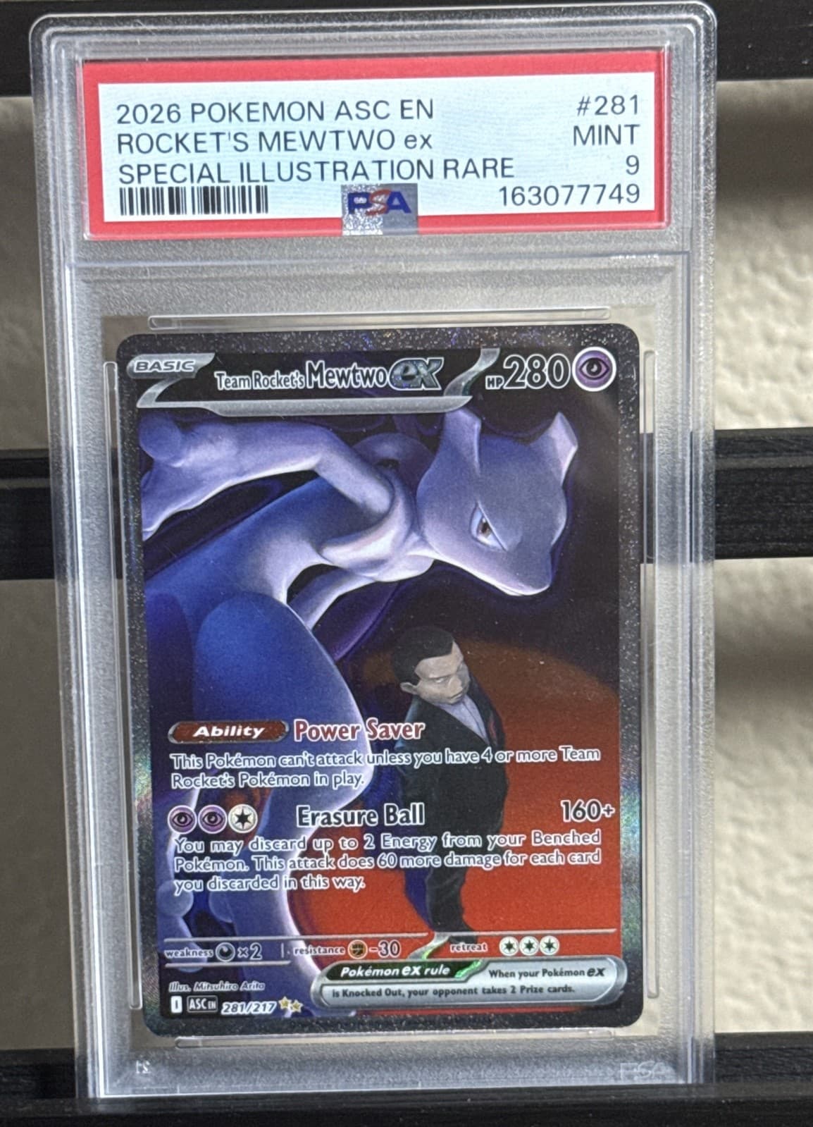 Team Rocket's Mewtwo ex 281/217 Me: Ascended Heroes Holo PSA 9