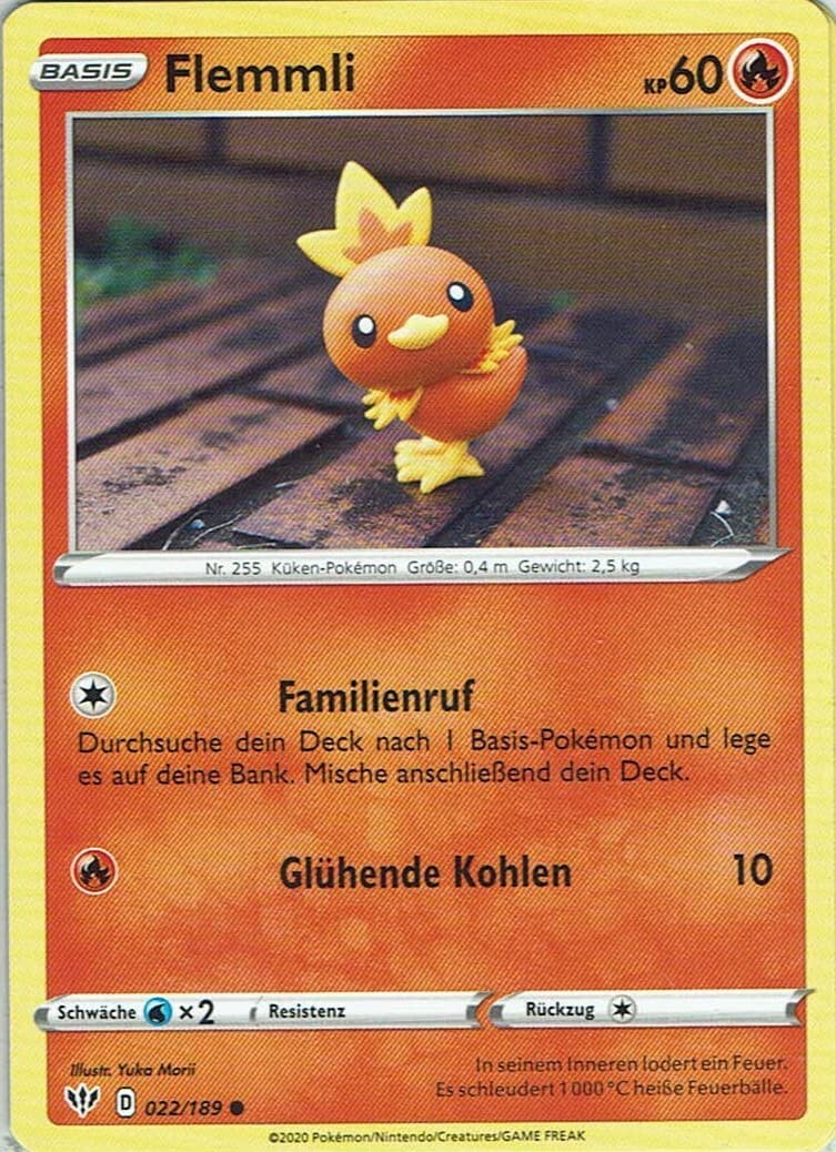 Pokemon Karte SWSH03 Flammende Finsternis Nr. 22/189 Flemmli deutsch