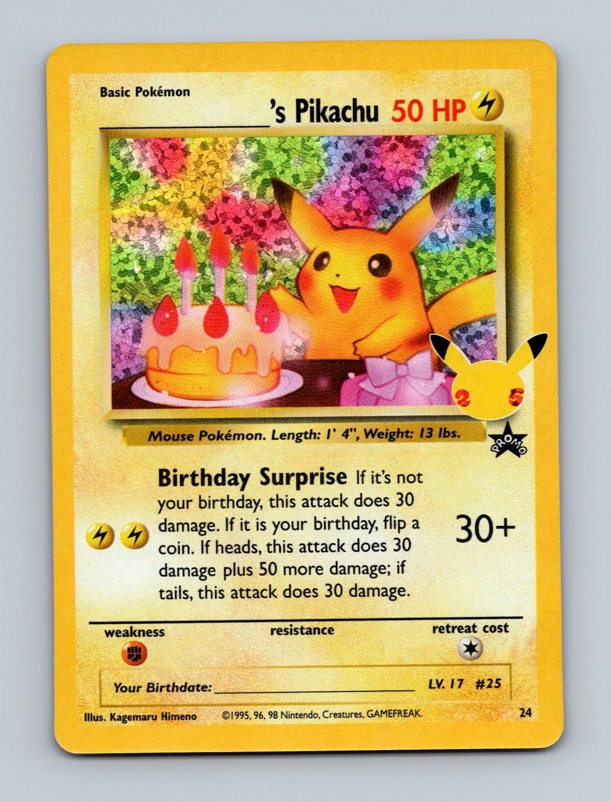 _____'s Pikachu 24 Celebrations: Classic Collection Pokemon Holo NM