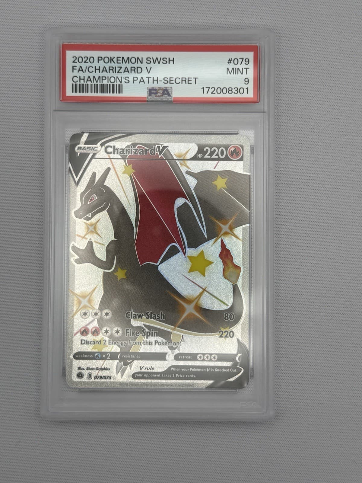 Pokemon 2020 Champions Path Charizard V 79/73 Secret Rare Holo PSA 9