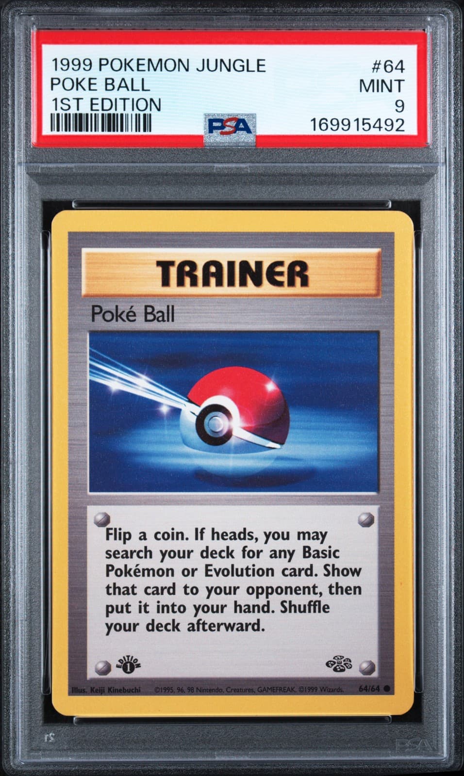 1999 POKEMON JUNGLE 1ST EDITION #64 POKE BALL PSA 9