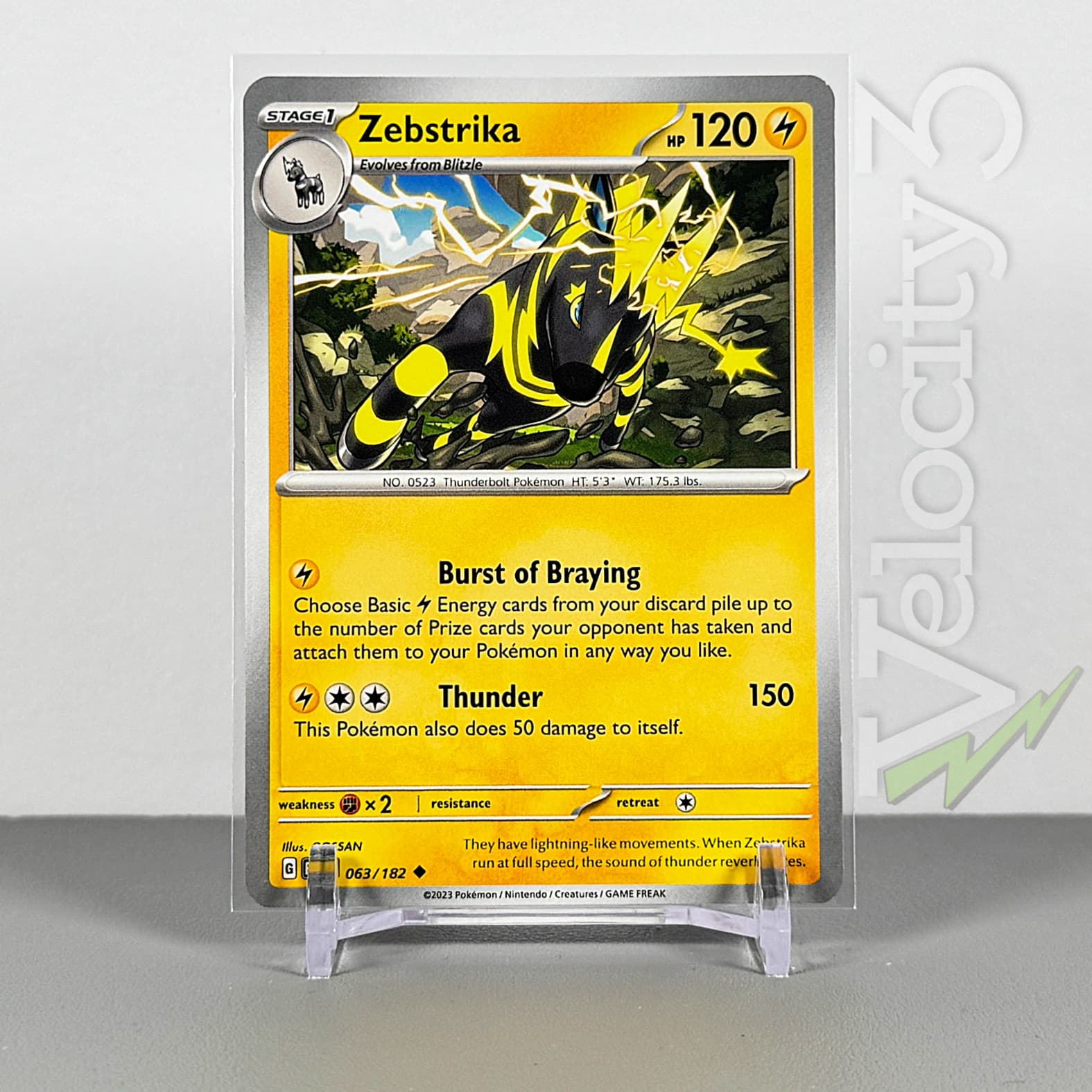 Pokemon TCG Card - Zebstrika 63/182 Uncommon | 2023 Paradox Rift | NM/Mint