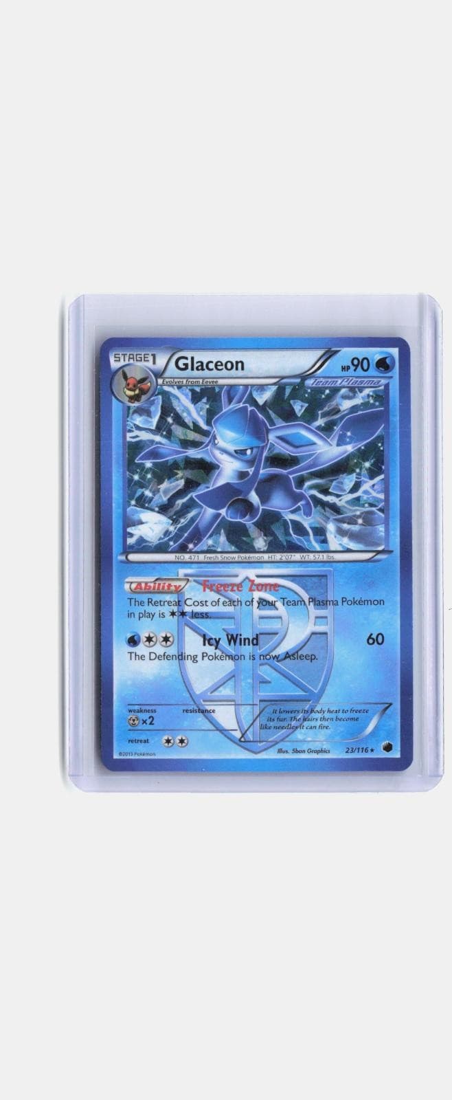 Glaceon 23/116 Rare Plasma Freeze Pokemon Lightly Played