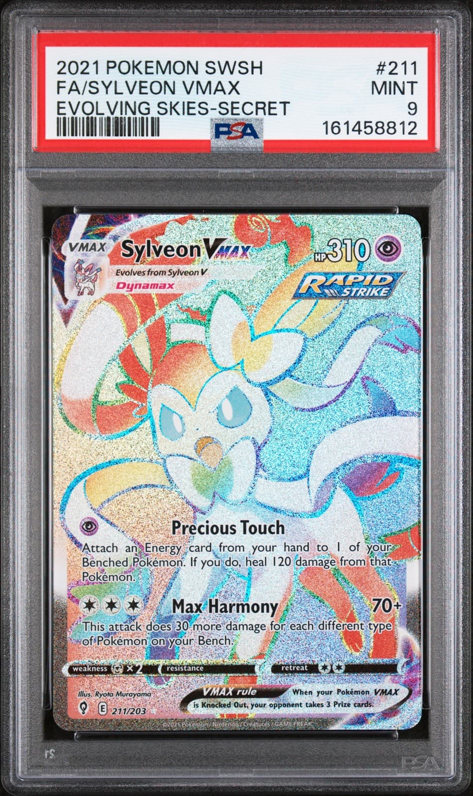 Sylveon Vmax 211/203 Secret Evolving Skies Pokemon PSA 9
