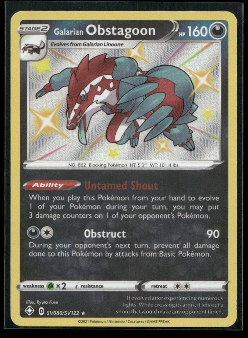 Galarian Obstagoon Holo Shining Fates: Shiny Vault SV080/SV122 NM Pokemon