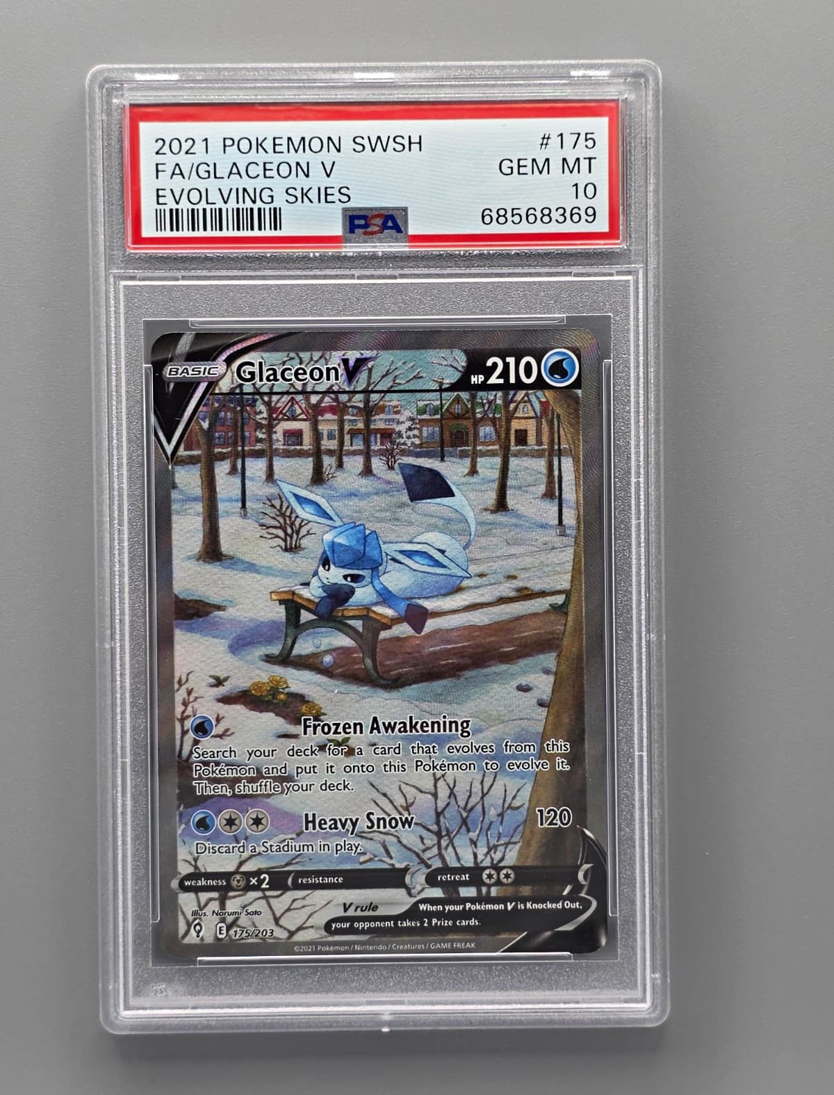 PSA 10 Glaceon V Alt Full Art 175/203 Evolving Skies Holo Eng 2021