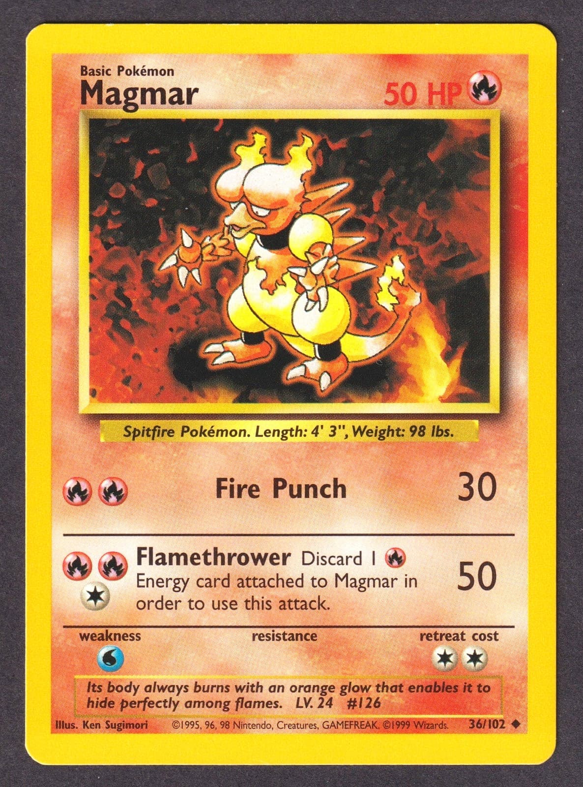 Magmar 36/102 Uncommon Pokémon Base Set LP