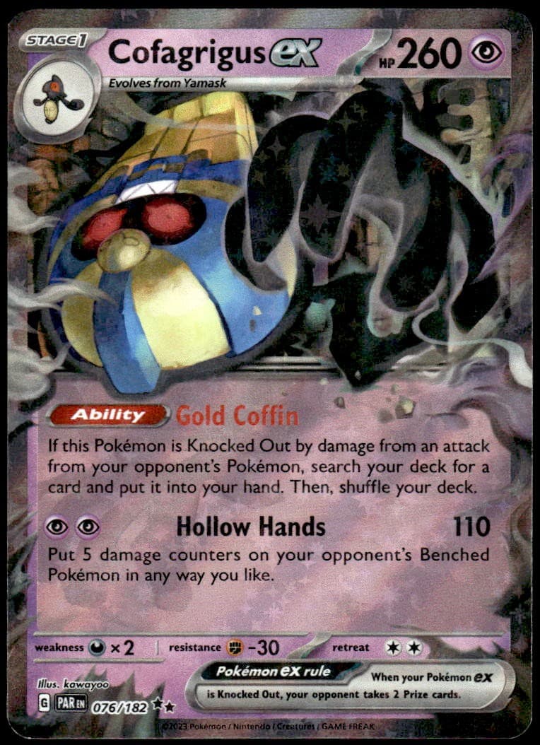 Cofagrigus ex 076/182 Double Rare Paradox Rift Holo LP