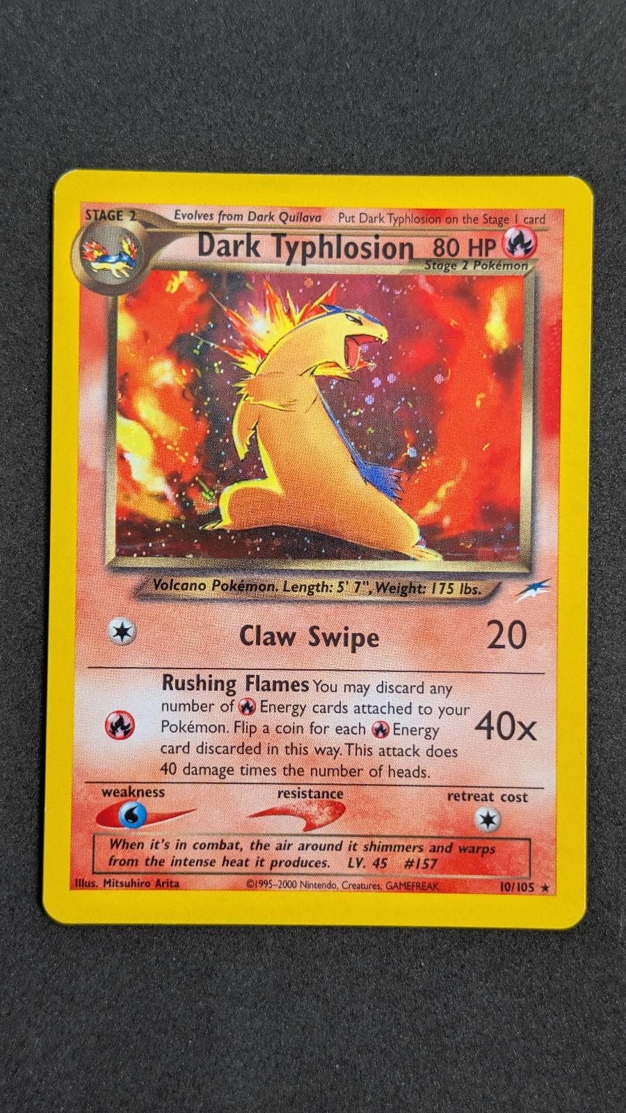 Dark Typhlosion 10/105 Neo Destiny Pokemon Unlimited Holo NM Partial Swirl 🌀