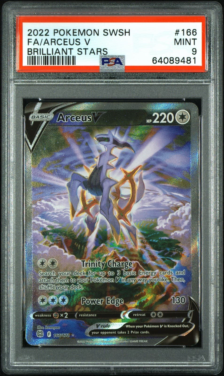 Arceus V (Alternate Full Art) 166/172 Swsh09: Brilliant Stars Holo PSA 9