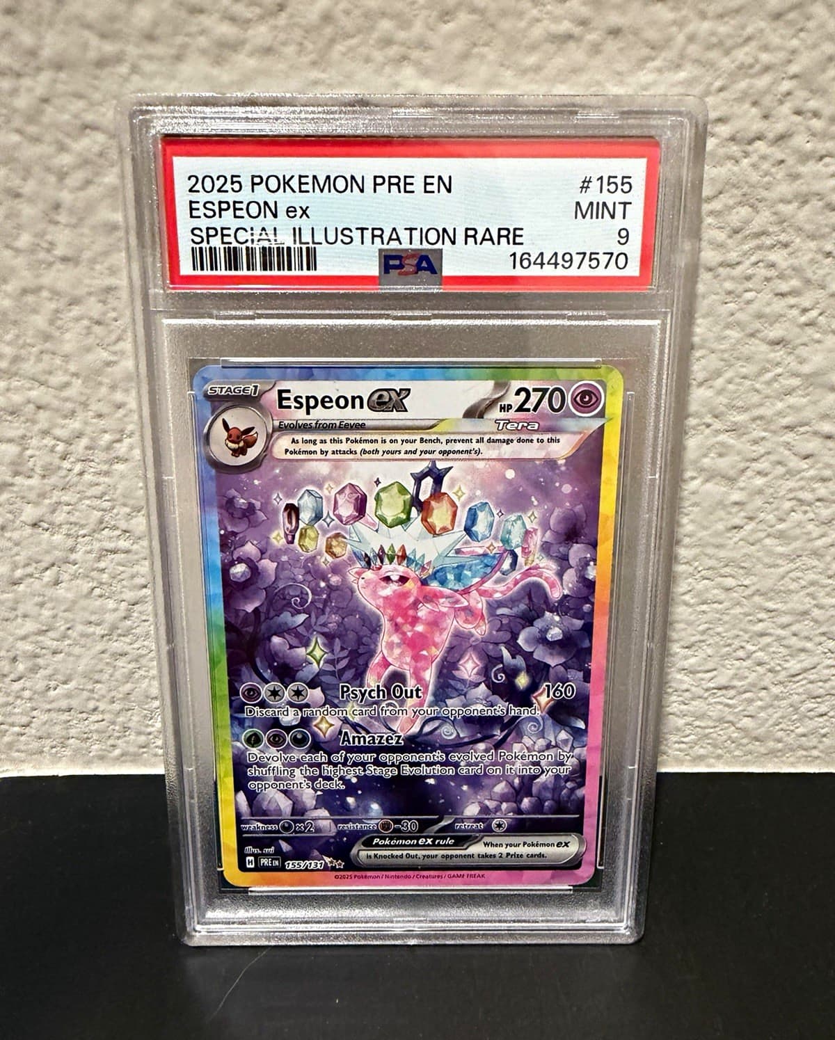Espeon ex 155/131 PSA 9 SIR Holo English Sv: Prismatic Evolutions 2025