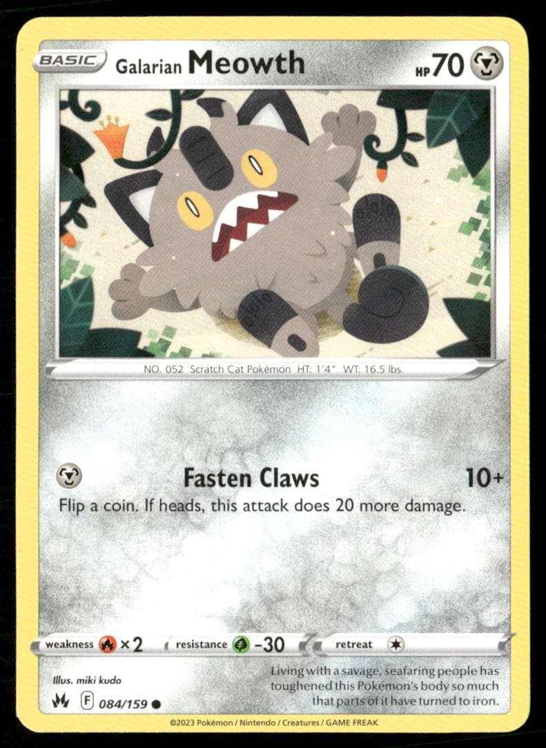 Galarian Meowth 084/159 Common Crown Zenith Pokemon Lightly Played
