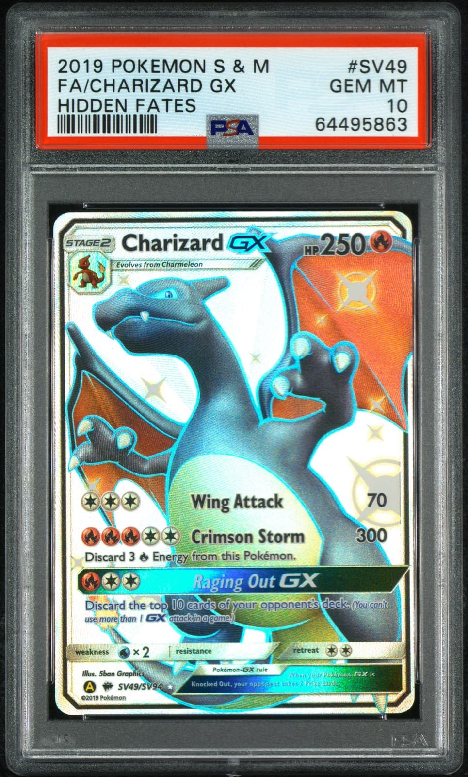 2019 FA/CHARIZARD GX #SV49 PSA 10