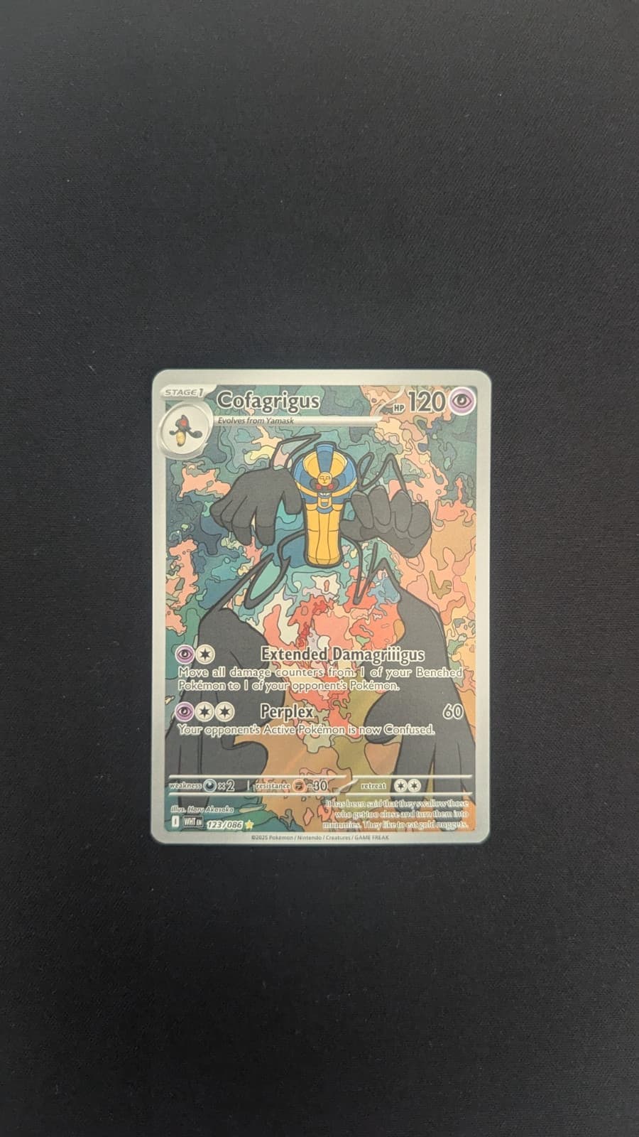 Pokemon Cofagrigus 123/086 Sv: White Flare Illustration Rare Full Art Holo EN