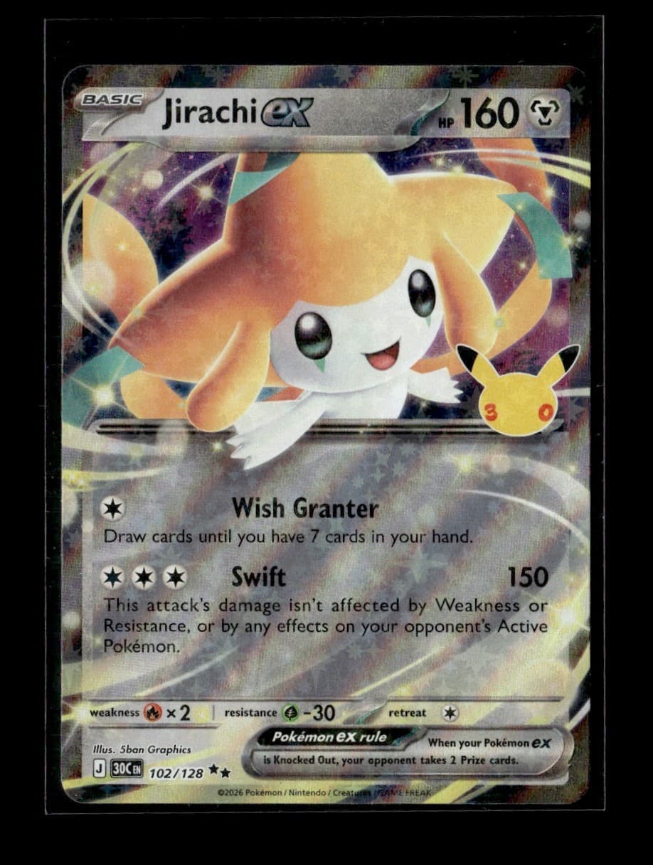 Jirachi ex 102/128 ME: 30th Celebration Double Rare Holo Pokemon TCG NM