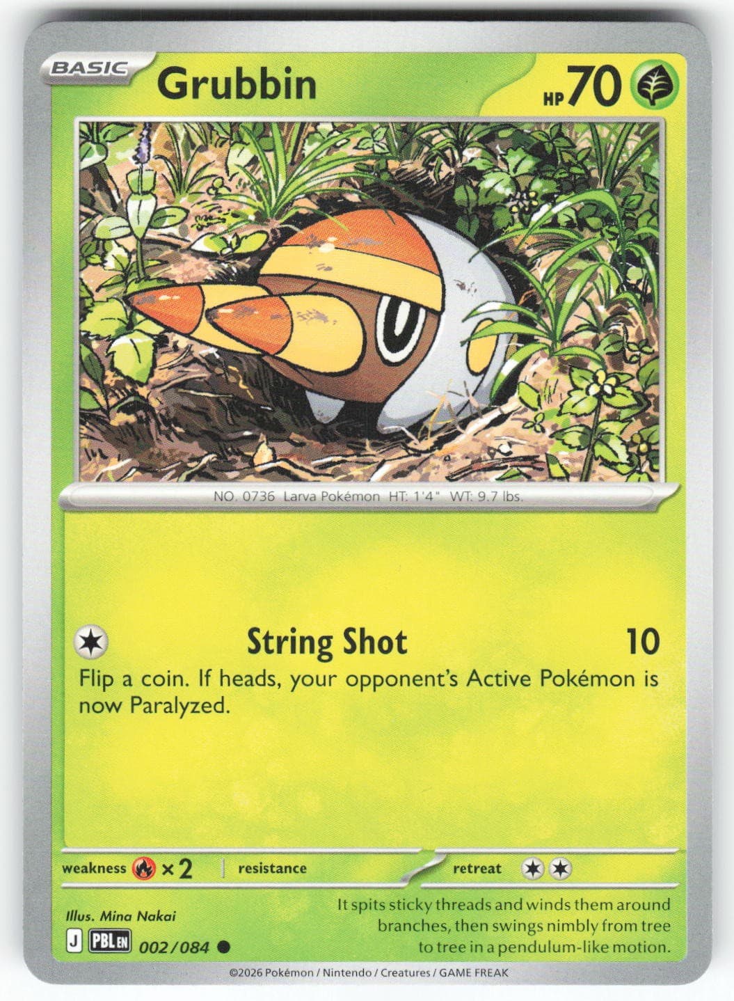 Grubbin 002/084 Common Pitch Black Pokemon Near Mint