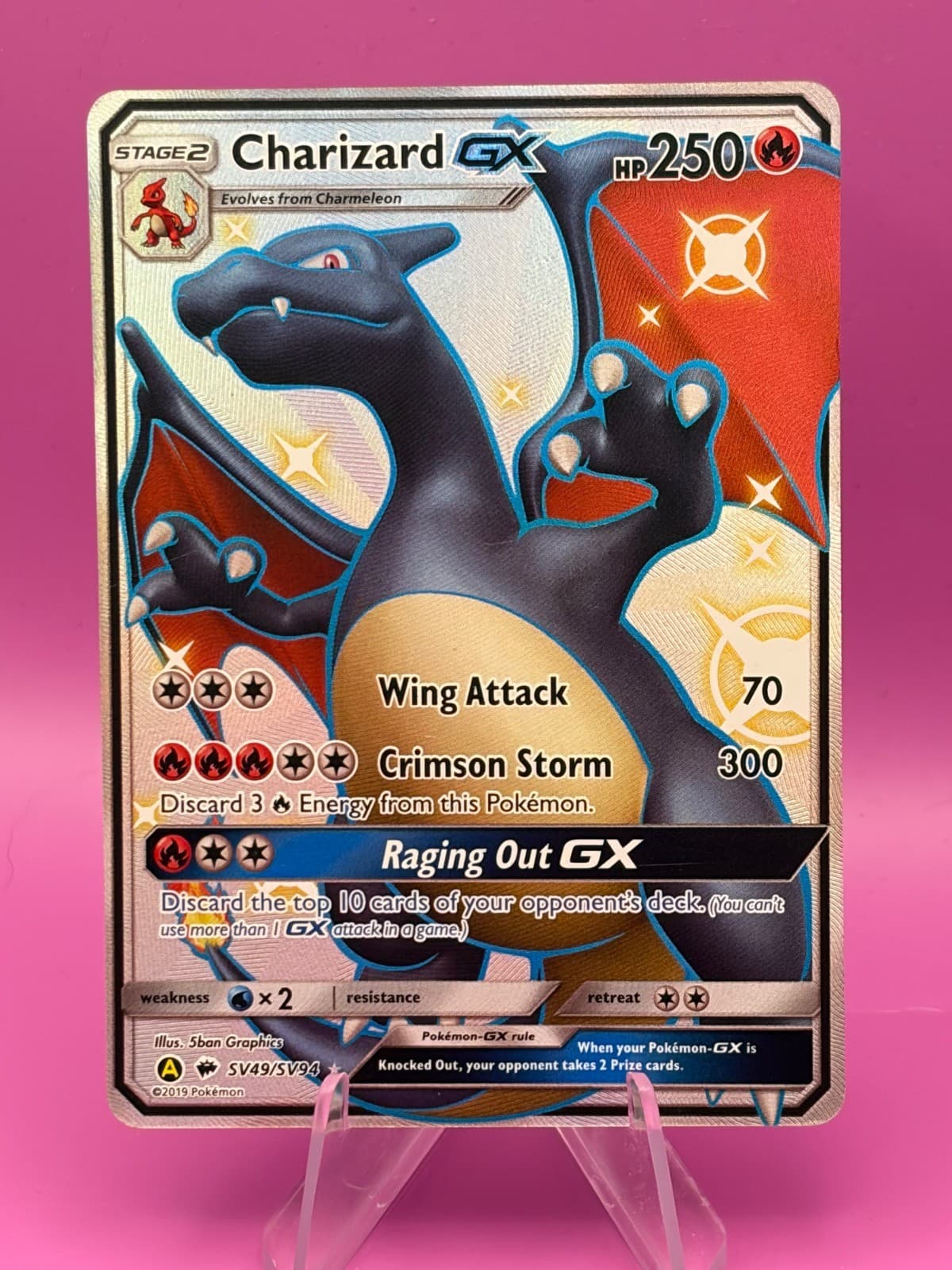 CHARIZARD GX SUN AND MOON HIDDEN FATES SHINY VAULT LP SV49 2019 HOLO
