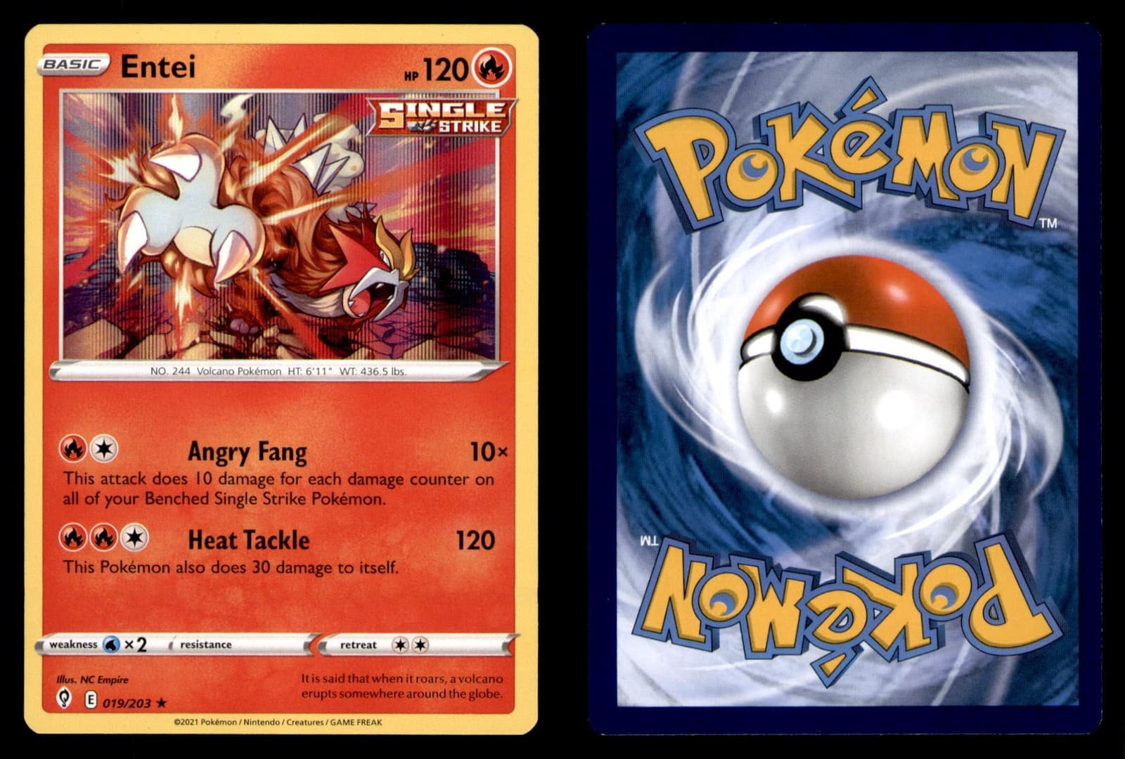 Pokemon Evolving Skies Entei 019/203 Holo 2021 Rare