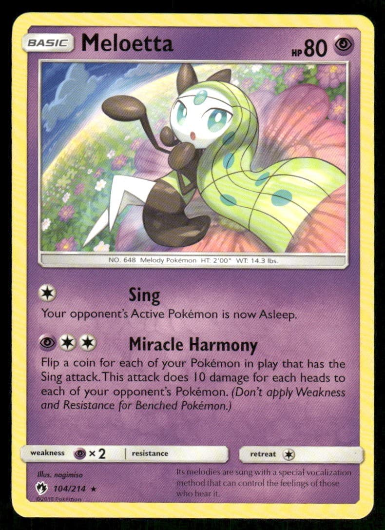 2018 Pokemon Meloetta Rare Lost Thunder 104/214 NM