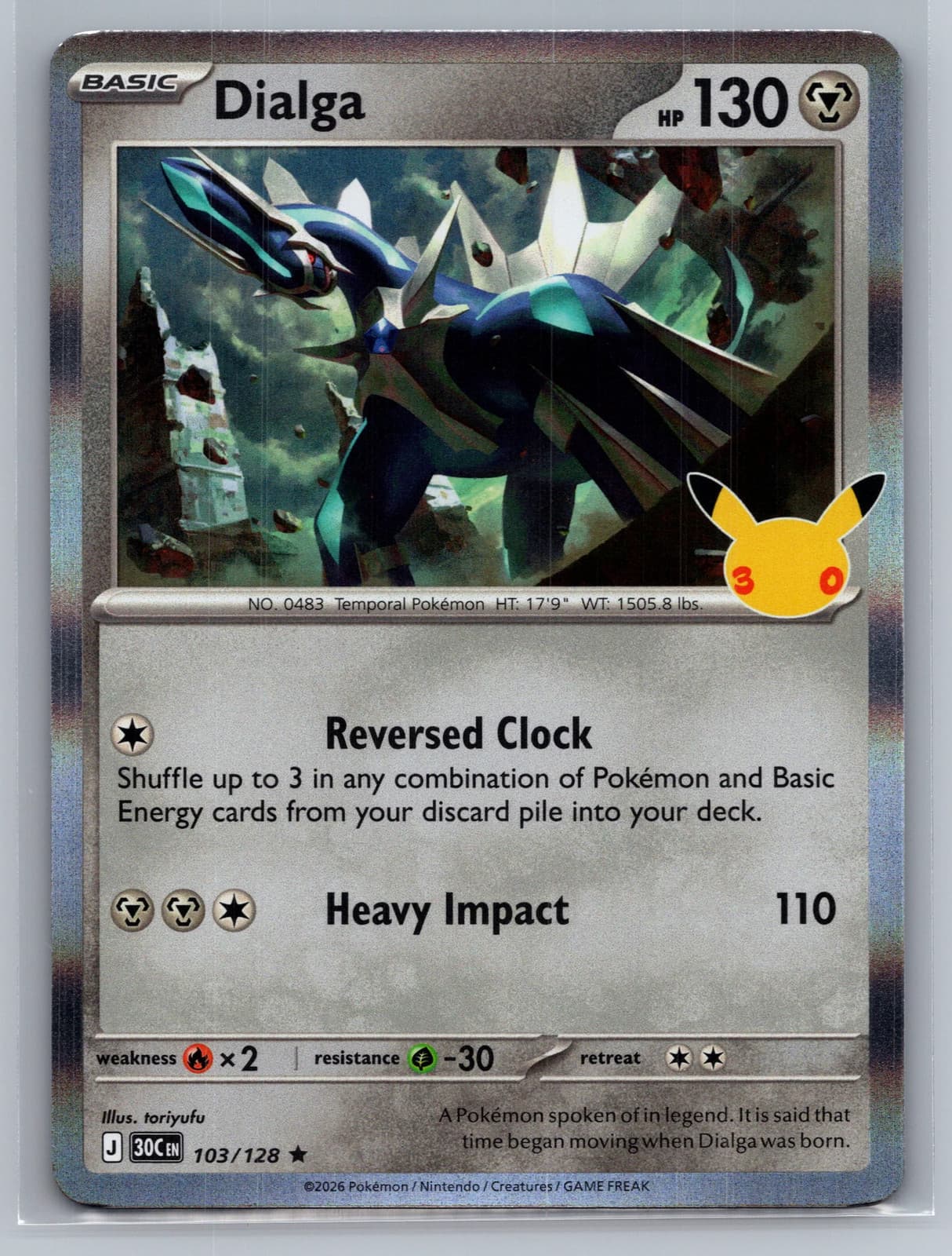 Dialga 103/128 30th Celebration Holo Rare Pokemon TCG NM