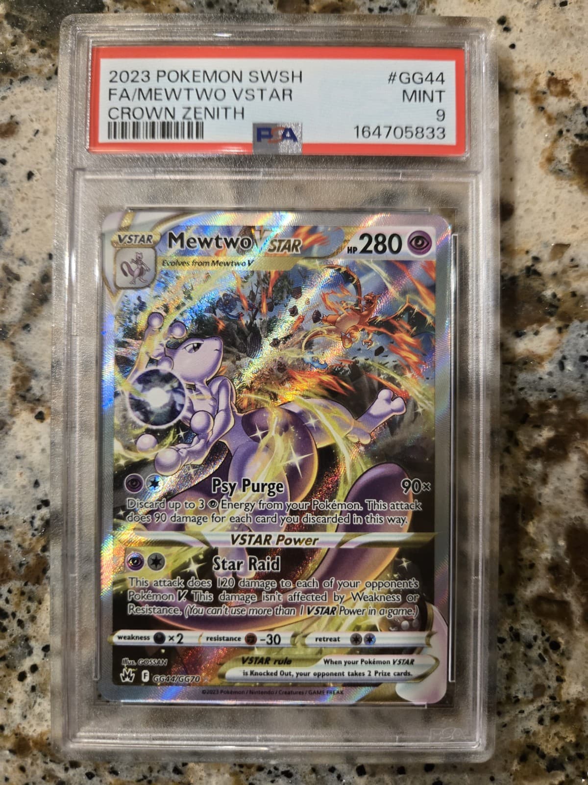 2023 Pokemon SWSH Crown Zenith Mewtwo VSTAR Galarian Gallery #GG44/GG70 PSA 9