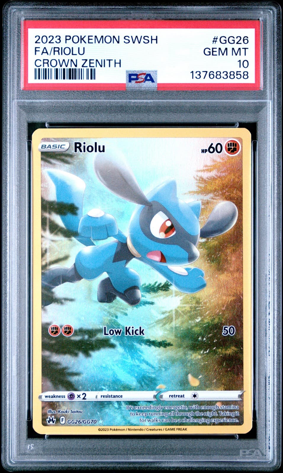 2023 POKEMON SWORD & SHIELD CROWN ZENITH #GG26 FULL ART/RIOLU PSA 10