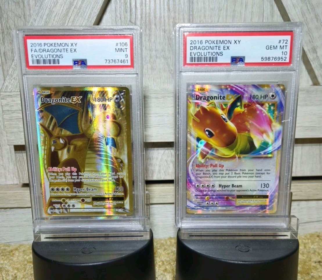 2016 POKEMON XY PSA 9 #106/108 FULL ART DRAGONITE EX & PSA 10 GEM #72/108 RARE