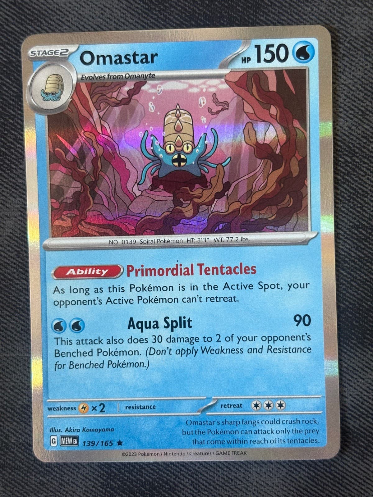 Omastar 139/165 Rare 151 Pokemon Holo Near Mint