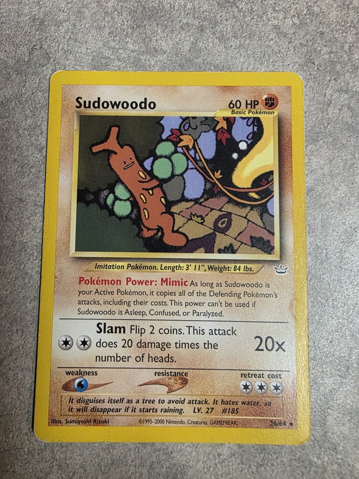Pokemon Neo Revelation Sudowoodo 26/64 Non-Holo Rare WOTC Unlimited MP/LP