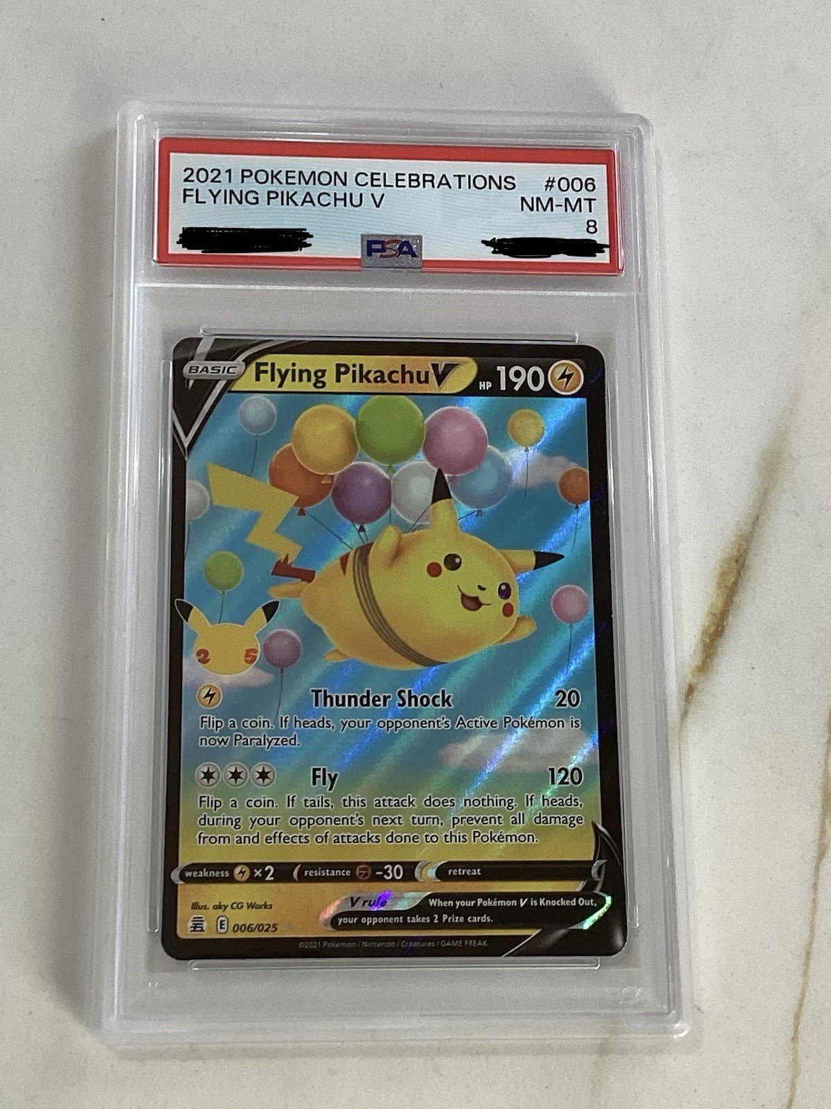 Pokemon TCG PSA 8 Flying Pikachu V Holo 006/025 Celebrations 2021