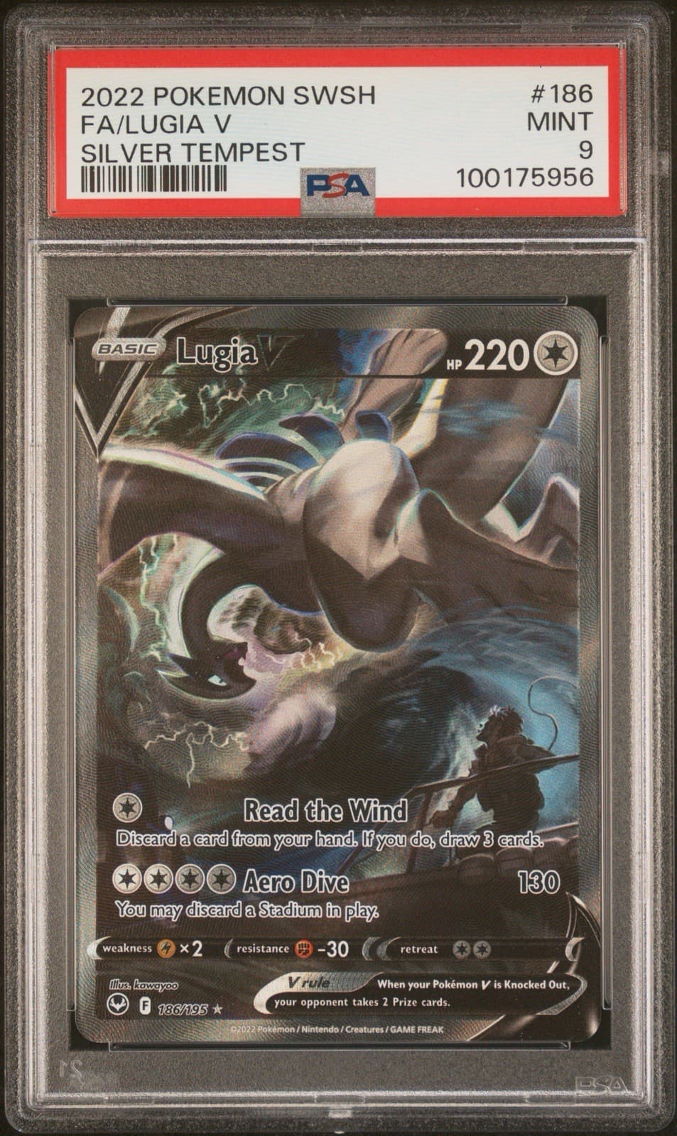 PSA 9 Pokemon Lugia V 186/195 Silver Tempest Alt Art