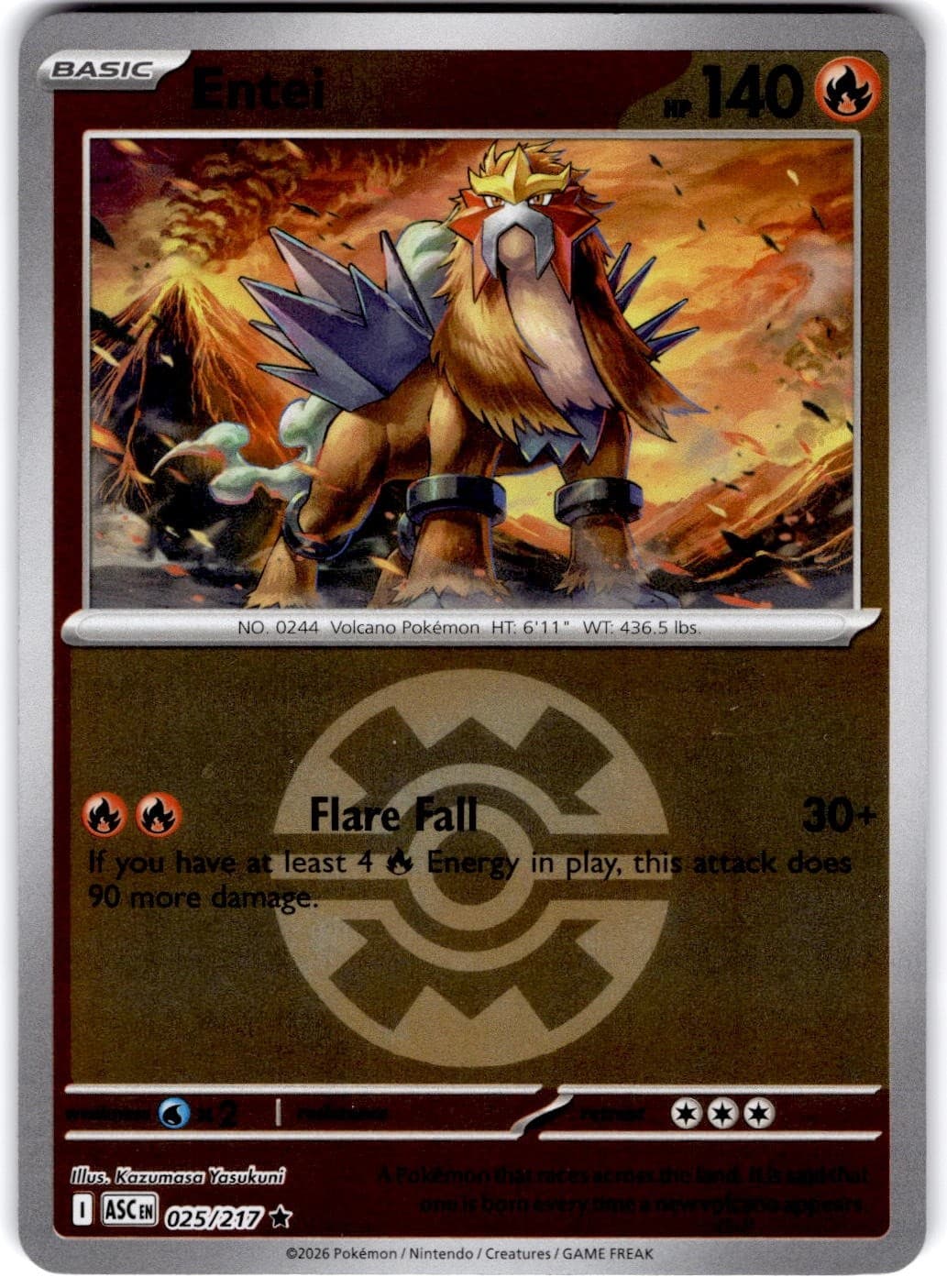 Pokemon Entei Ascended Heroes 25/217 Pokeball Holo Near Mint English