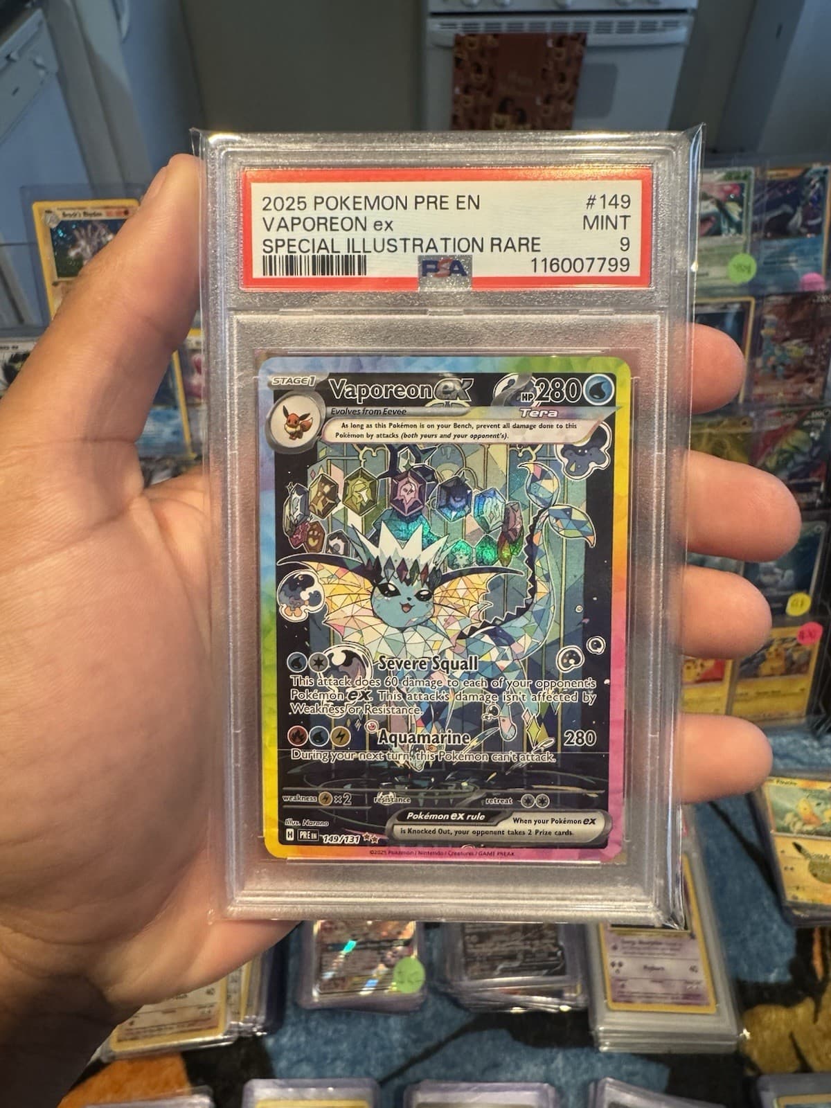 Pokémon TCG Vaporeon ex 149/131 Prismatic Evolutions SIR Holo English PSA 9