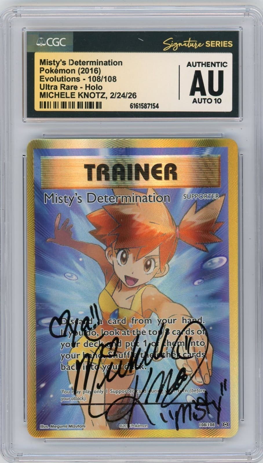 CGC AUTH AUTO 10 Michele Knotz Mistys Determination 108/108 Full Art Pokemon