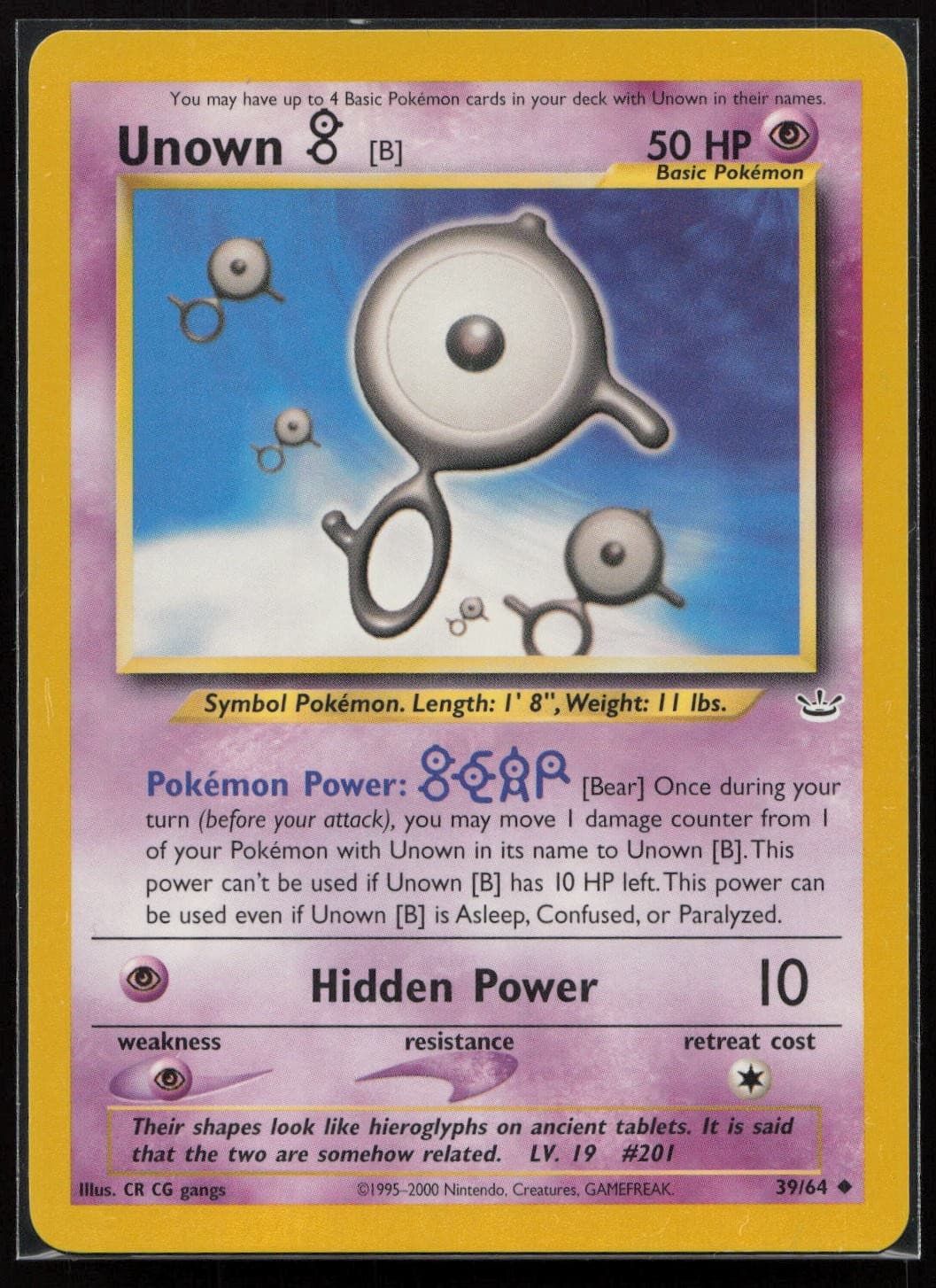 Pokemon Unown B Neo Revelation 39/64 MP