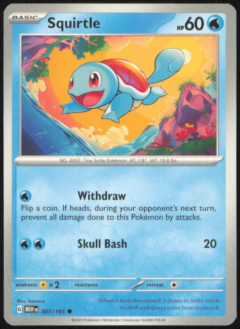 SQUIRTLE 007/165 COMMON 151 POKEMON LIGHTLY PLAYED