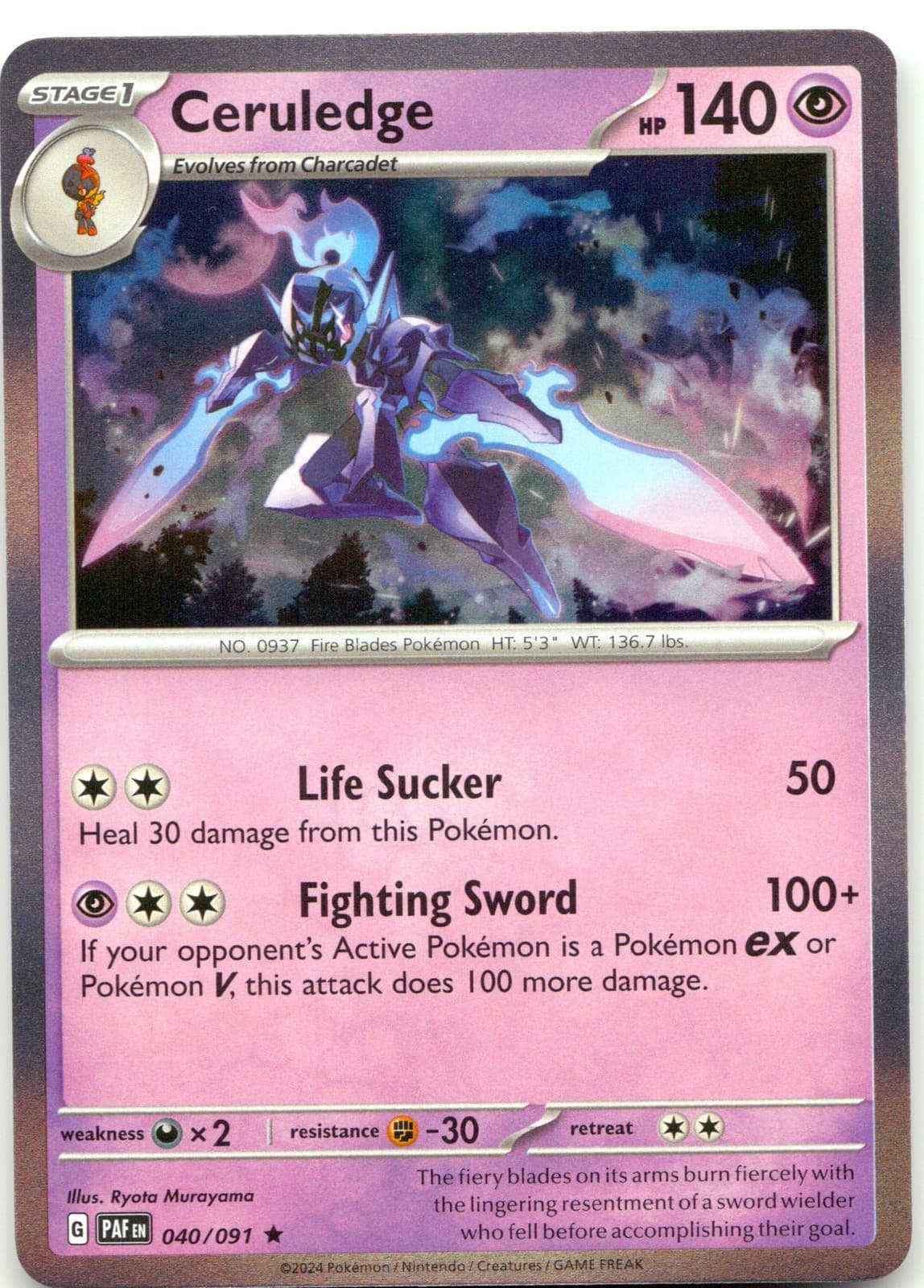 Ceruledge 40/91 Paldean Fates Rare Holo NM Pokemon TCG