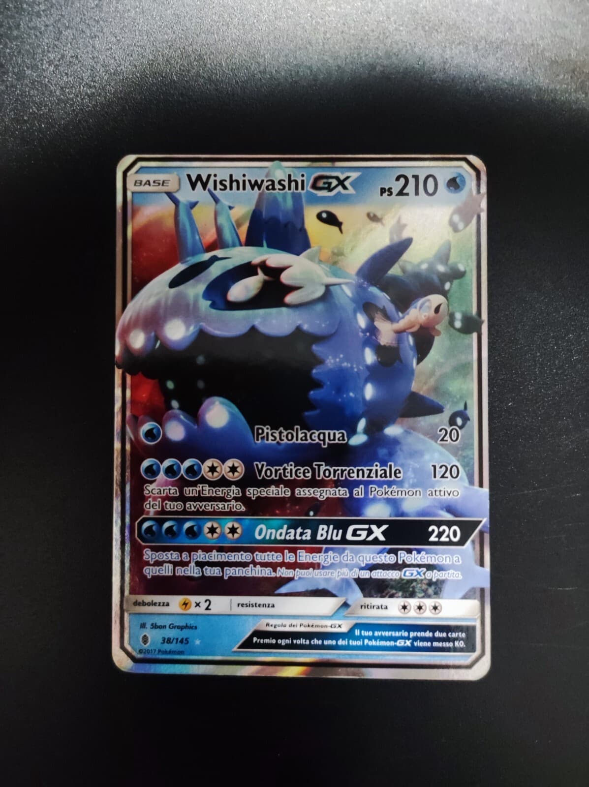 CARTA POKEMON WISHIWASHI GX 38/145 HOLO GUARDIANI NASCENTI 2017 RARA ITALIANO