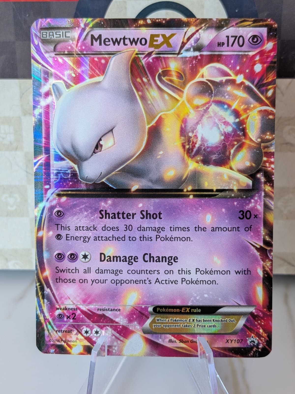 2016 Pokemon, XY Black Star Promos, XY107 Mewtwo EX, Full Art Promo Holo 170 LP-