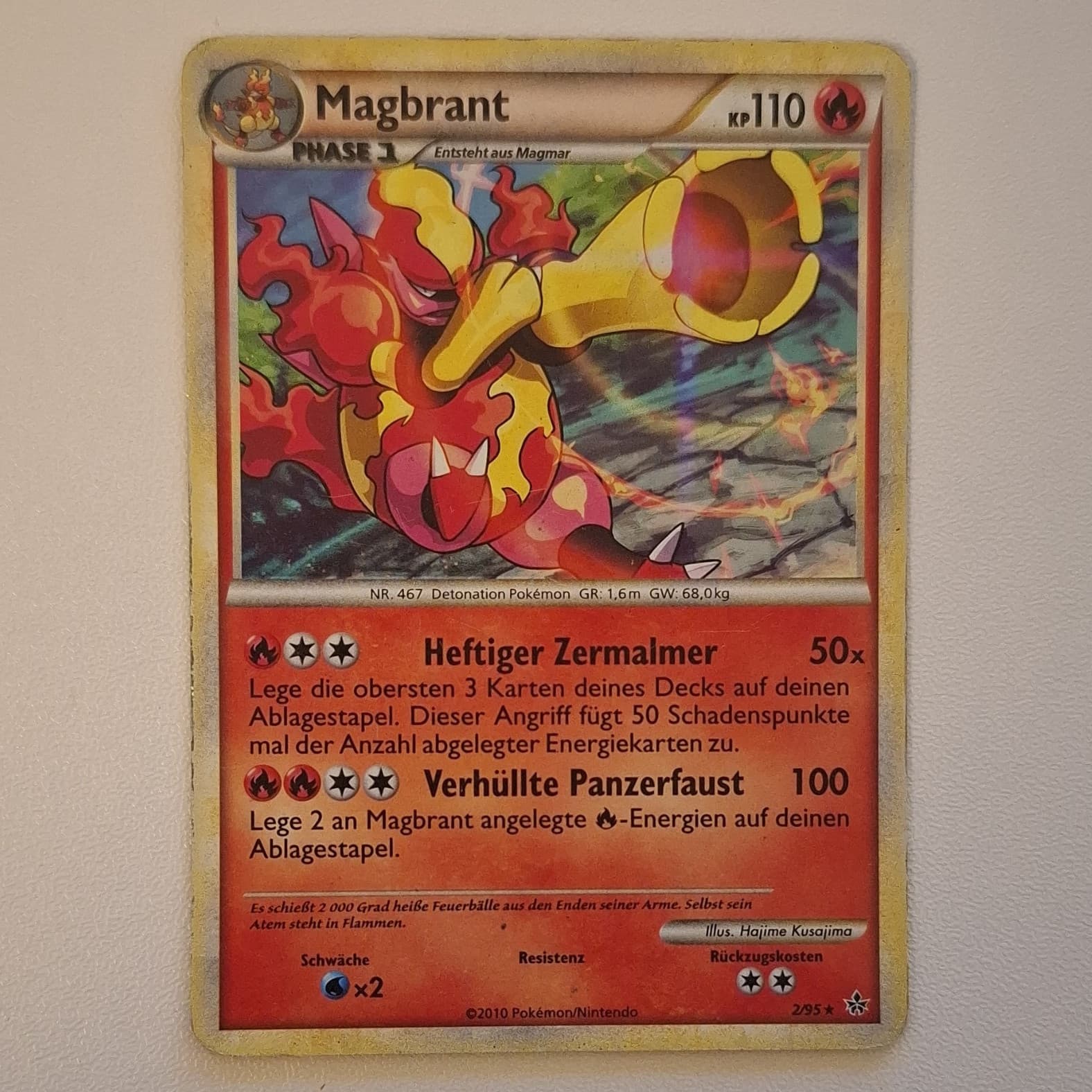 Nintendo Pokémon TCG Magbrant 2/95 Deutsch Holo Entfesselt 2010 Phase 1 110 KP