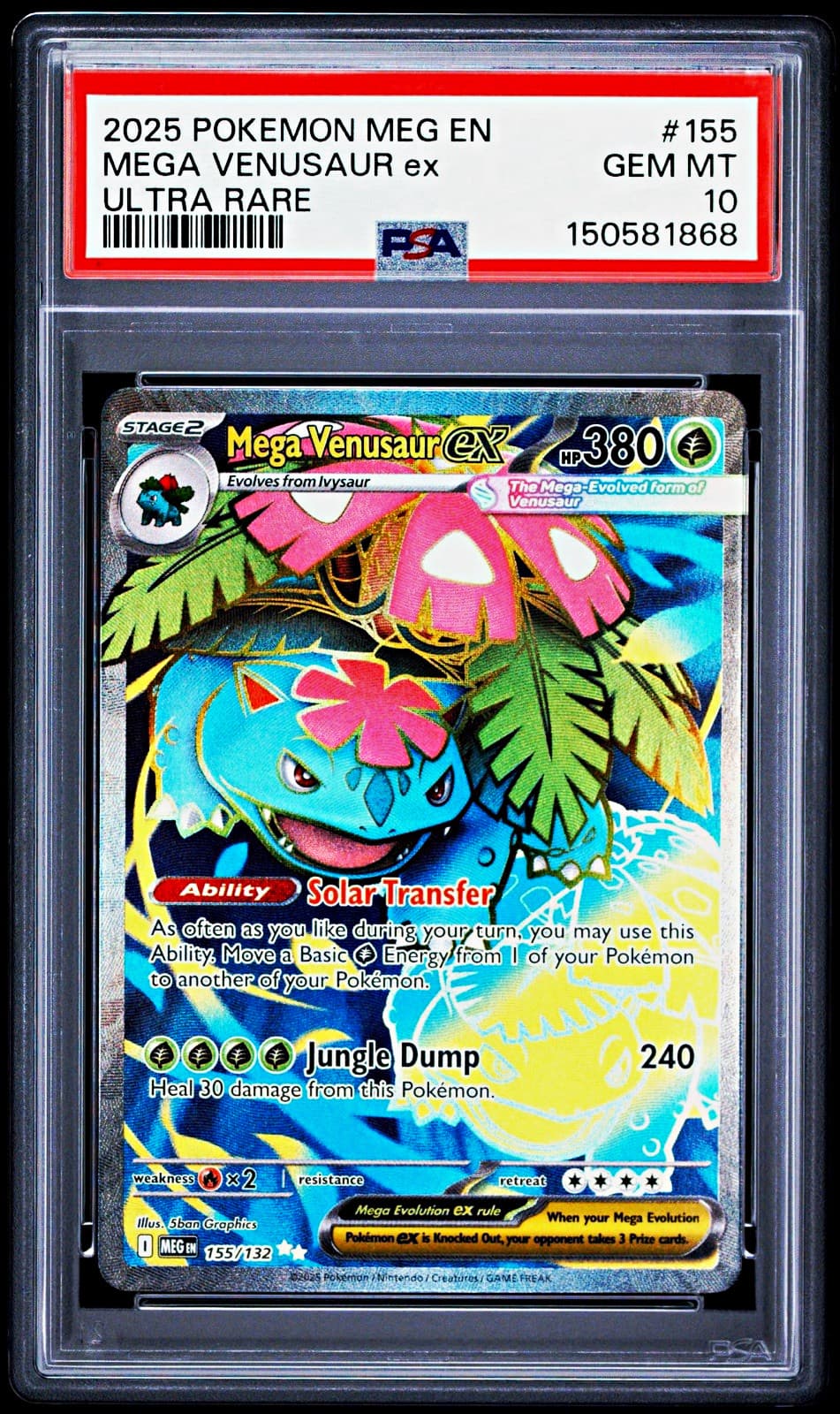 PSA 10 Mega Venusaur ex 155/132 2025 Mega Evolution Full Art Ultra Rare