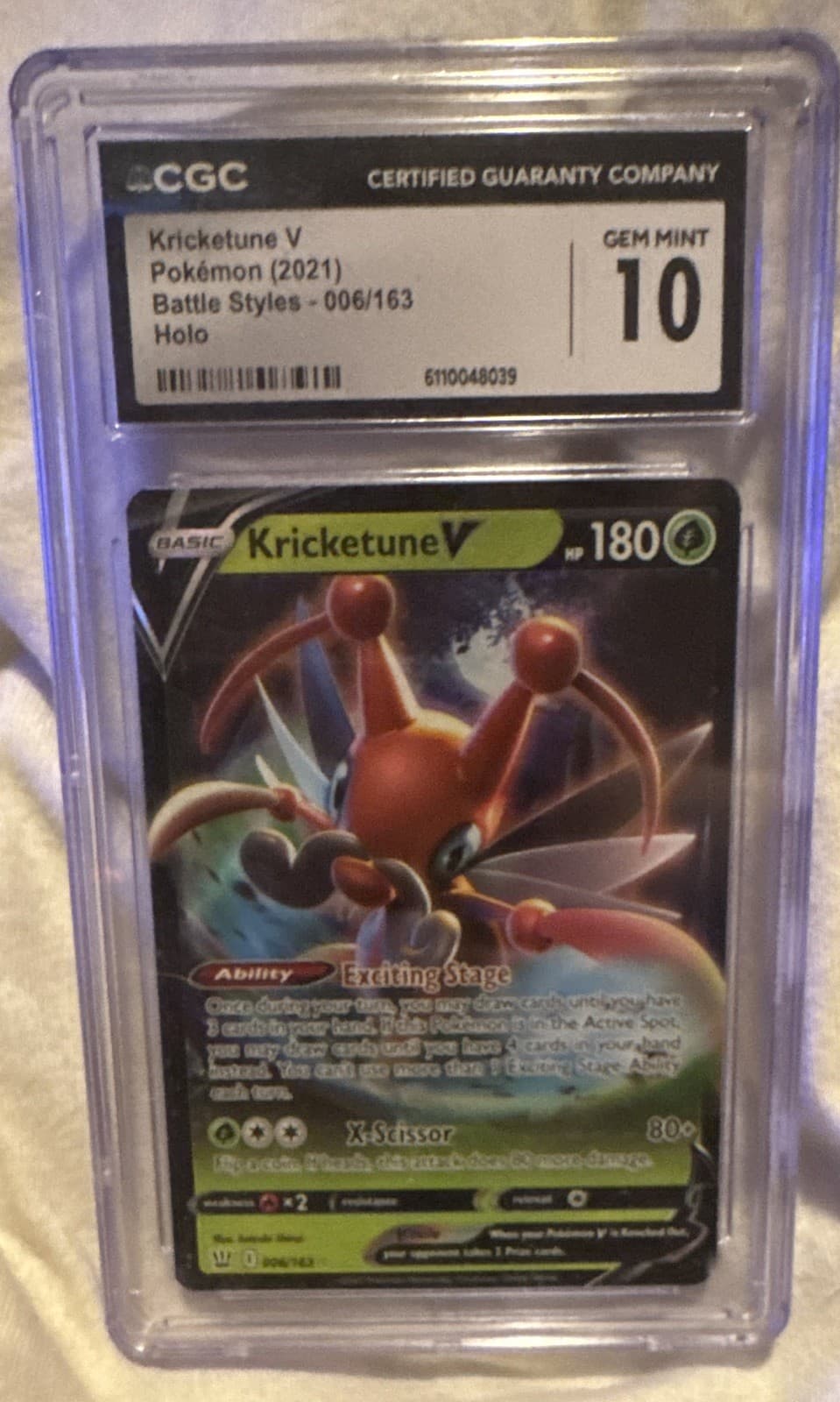 CGC 10 Kricketune V 006/163 Battle Styles Holo 2021 Pokemon TCG English
