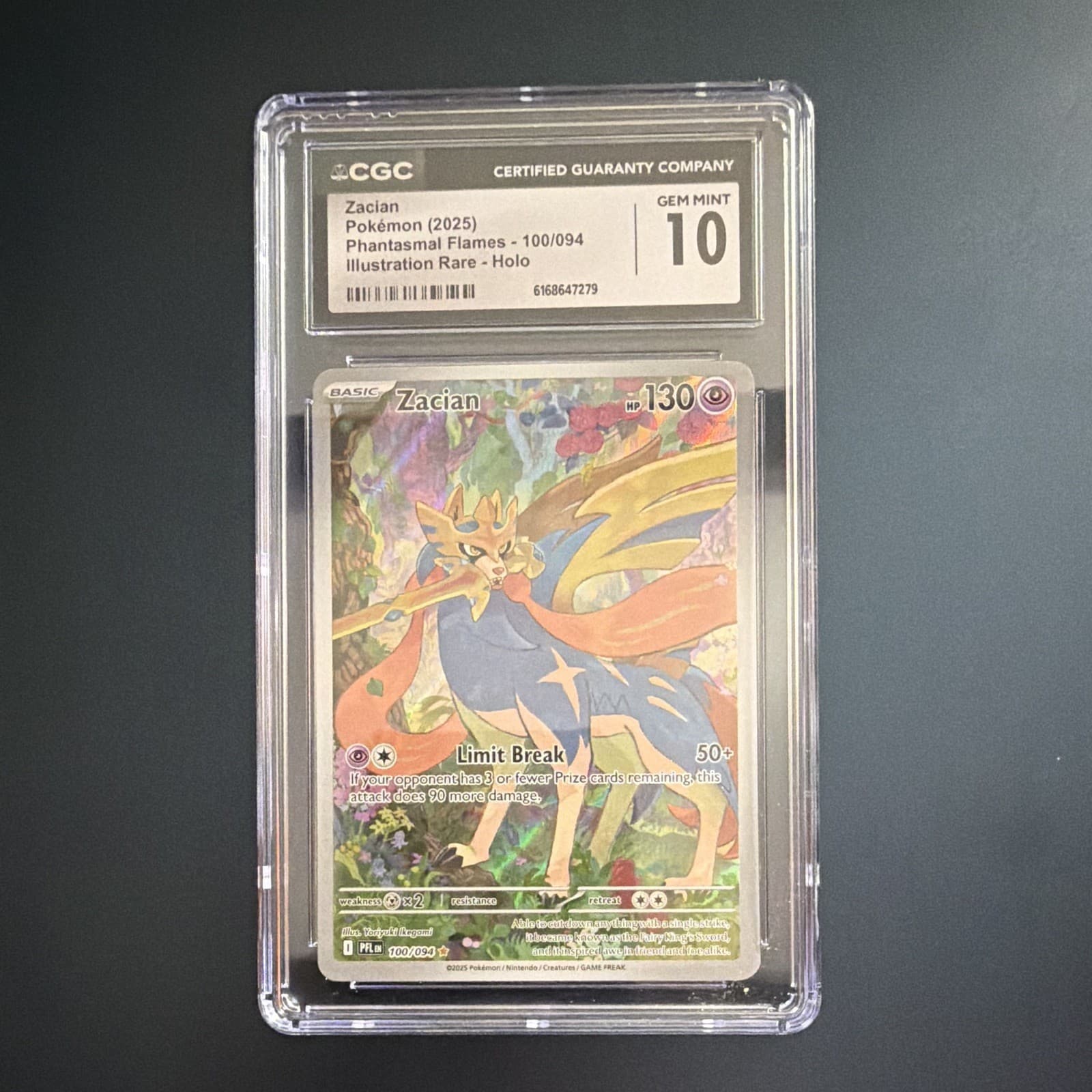 The Pokémon Company Zacian 100/094 Me02 Phantasmal Flames Holo CGC 10