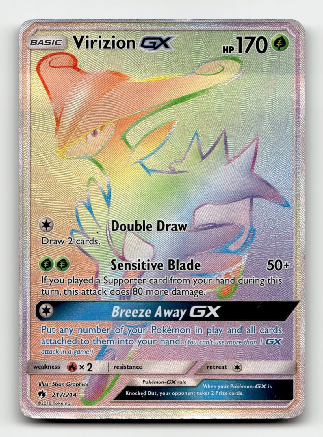 Virizion GX (Secret) 217/214 SM - Lost Thunder Holofoil Pokemon