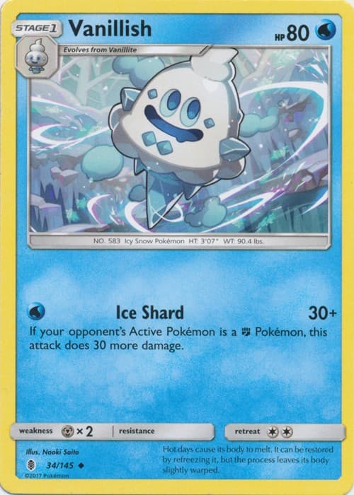 Vanillish - 34/145 - Uncommon (Near Mint) Guardians Rising - Water Pokémon